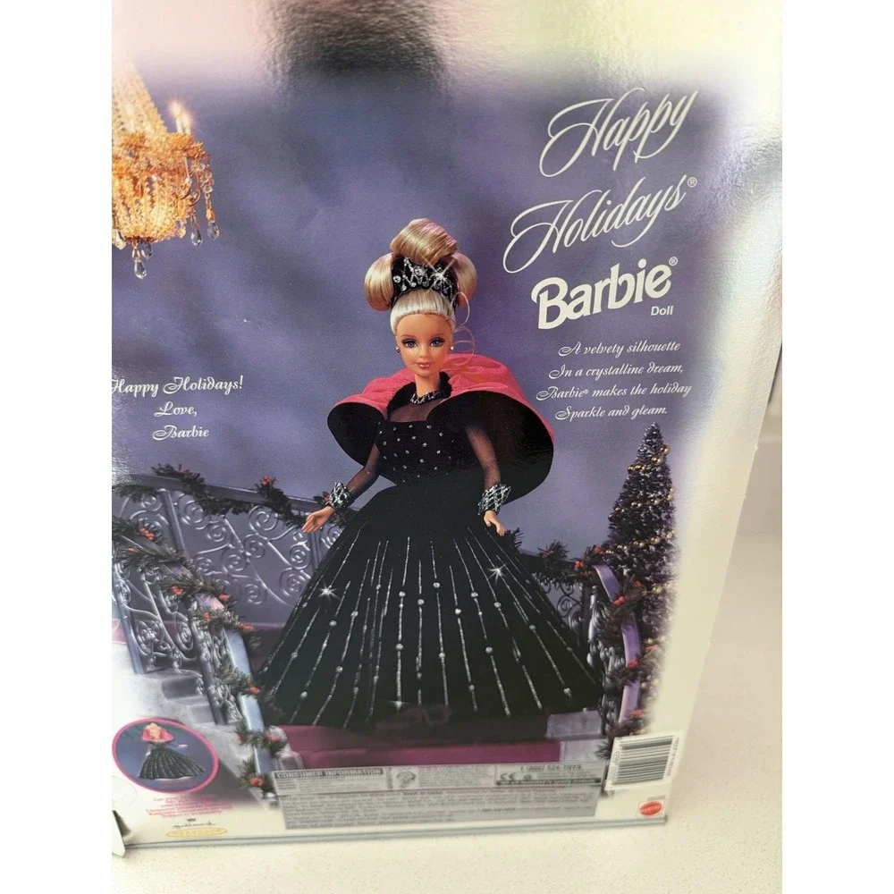 Brand New Vintage 1998 Happy Holidays Barbie Collectible Pink Black Rare Error